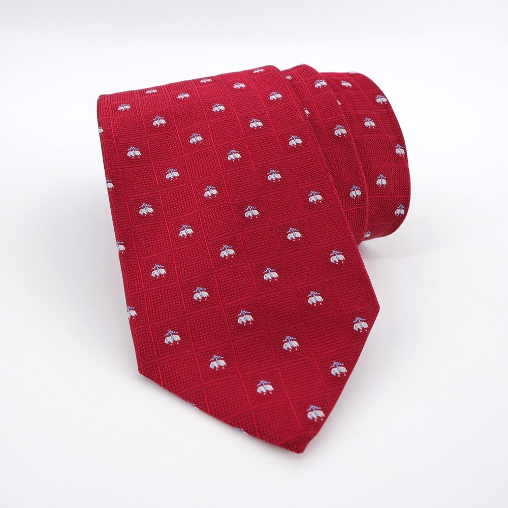 Brooks Brothers Golden Fleece All Over Print Logo Silk Tie Red Mens Necktie